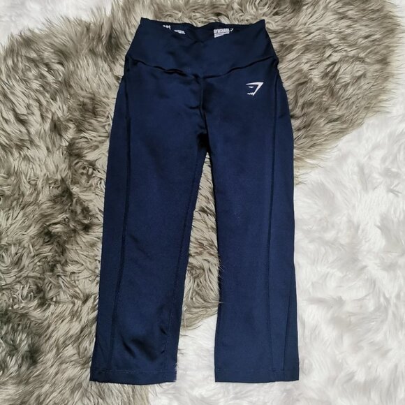 Gymshark Womens Crop Leggings  Blue Size XS - Picture 1 of 7